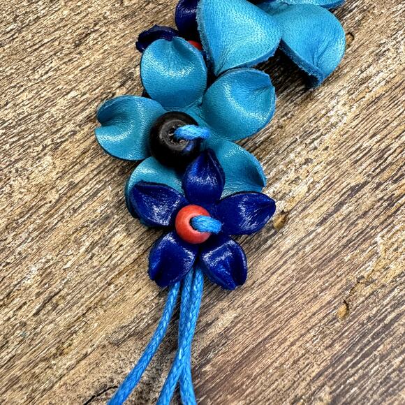 Leather Flower Purse Charm Genuine Leather Bag Charm NEW FAST SHIP - Picture 5 of 7